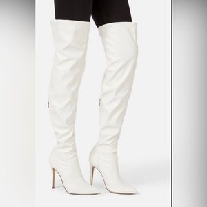 JustFab White Heeled Boots